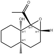 Ethanone, 1-[(1aR,3aR,7aS,7bR)-octahydro-7a-hydroxy-3a-methylnaphth[1,2-b]oxiren-7b(1aH)-yl]-, rel- (9CI) Struktur