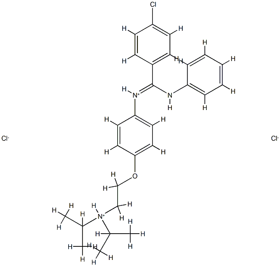 2-[4-[anilino-(4-chlorophenyl)methylidene]azaniumylphenoxy]ethyl-dipro pan-2-yl-azanium dichloride Struktur