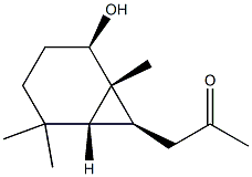 2-Propanone,1-[(1R,2R,6R,7S)-2-hydroxy-1,5,5-trimethylbicyclo[4.1.0]hept-7-yl]-,rel-(9CI) Struktur