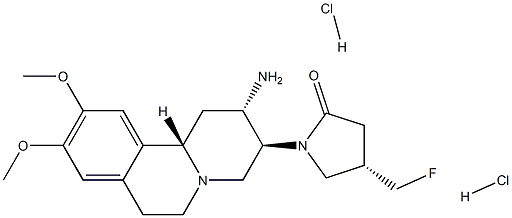 2-Pyrrolidinone, 1-[(2S,3S,11bS)-2-aMino-1,3,4,6,7,11b-hexahydro-9,10-diMethoxy-2H-benzo[a]quinolizin-3-yl]-4-(fluoroMethyl)-, hydrochloride (1:2), (4S)- Struktur