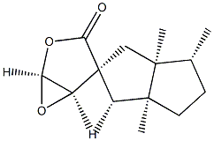 [1S,1'S,4S,5R,(+)]-3',3'a,4',5',6',6'a-Hexahydro-1'α,3'aα,4'α,6'aα-tetramethylspiro[2,6-dioxabicyclo[3.1.0]hexane-4,2'(1'H)-pentalene]-3-one Struktur