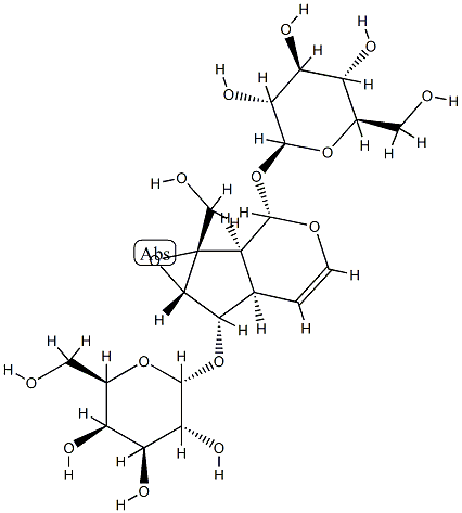 [(1aS,1bα,5aα,6aβ)-2α-(β-D-Glucopyranosyloxy)-1a,1b,2,5a,6,6a-hexahydro-1aβ-(hydroxymethyl)oxireno[4,5]cyclopenta[1,2-c]pyran-6α-yl]α-D-galactopyranoside Struktur