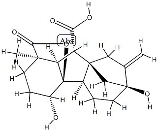 4β,4aα,7-Trihydroxy-1β-methyl-8-methylenegibbane-1α,10β-dicarboxylic acid 1,4a-lactone Struktur