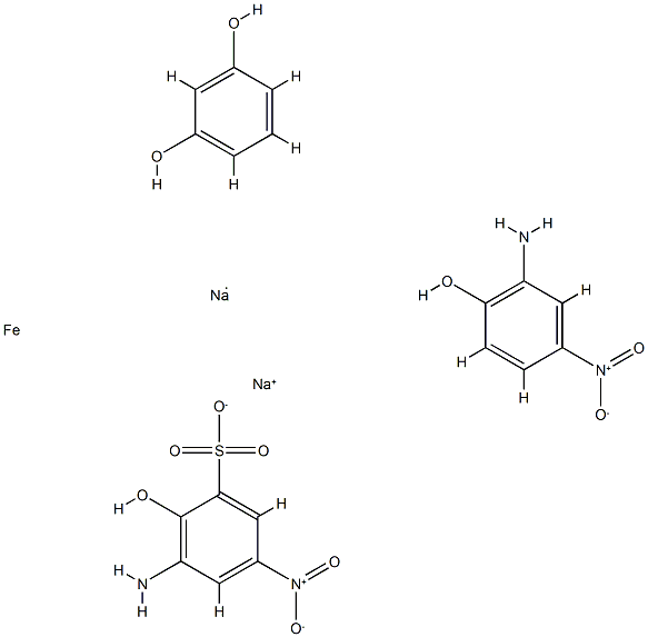 Iron, complexes with diazotized-3-amino-2-hydroxy-5-nitrobenzenesulfonic acid monosodium salt coupled with diazotized 2-amino-4-nitrophenol and resorcinol, sodium salts Struktur