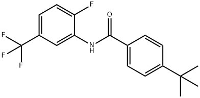 4-(tert-butyl)-N-[2-fluoro-5-(trifluoromethyl)phenyl]benzamide Struktur