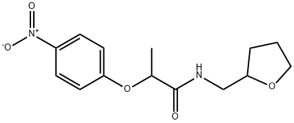 2-(4-nitrophenoxy)-N-(tetrahydro-2-furanylmethyl)propanamide Struktur