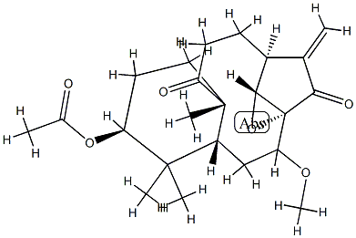 (1aR,2S,5aR,8S,9aR,11aR)-8-(Acetyloxy)-1a,2,3,4,5a,6,7,8,9,9a,10,11-dodecahydro-11-methoxy-5a,9,9-trimethyl-13-methylene-5H-2,11a-ethanobenzo[5,6]cyclodec[1,2-b]oxirene-5,12-dione Struktur