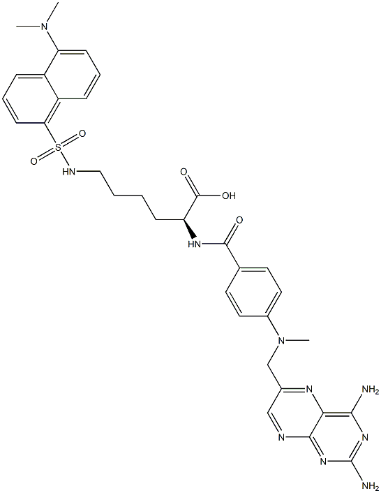 N(alpha)-(4-amino-4-deoxy-N(10)-methylpteroyl)-N-(epsilon)-(5-(N,N-dimethylamino)-1-naphthalenesulfonyl)lysine Struktur