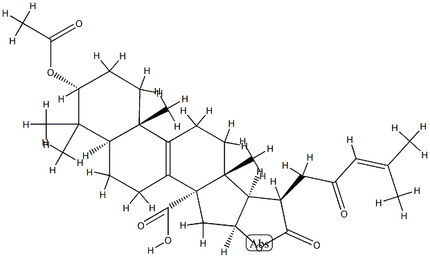 3α-(Acetyloxy)-16β-hydroxy-23-oxo-5α-lanosta-8,24-diene-21,30-dioic acid 21,16-lactone Struktur