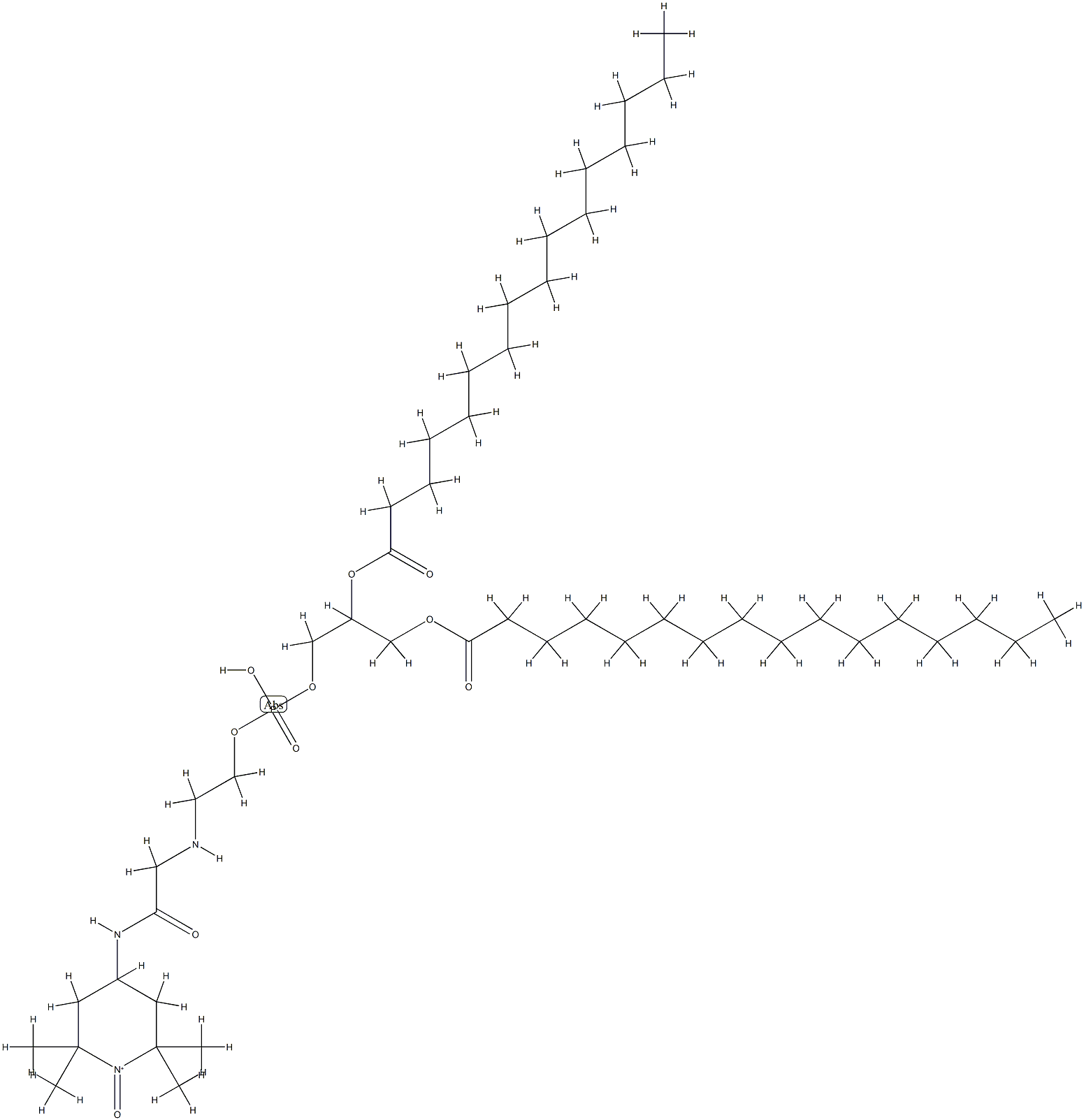 dipalmitoylglycerophospho-N-((N-(1-oxyl-2,2,6,6-tetramethyl-4-piperidinyl)carbamoyl)methyl)ethanolamine Struktur