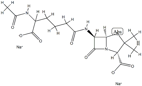 4-Thia-1-azabicyclo(3.2.0)heptane-2-carboxylic acid, 6-((5-(acetylamin o)-5-carboxy-1-oxopentyl)amino)-3,3-dimethyl-7-oxo-, disodium salt, (2 S-(2alpha,5alpha,6beta(R*)))- Struktur