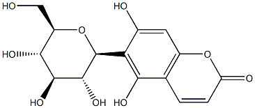 (+)-6-β-D-グルコピラノシル-5,7-ジヒドロキシクマリン 化學(xué)構(gòu)造式