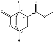 2-Oxabicyclo[2.2.2]oct-7-ene-5-carboxylicacid,4-fluoro-3-oxo-,methylester,(1R,4S,5S)-rel-(9CI) Struktur