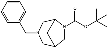 tert - butyl 3 - benzyl - 3,6 - diazabicyclo[3.2.1]octane - 6 - carboxylate Struktur