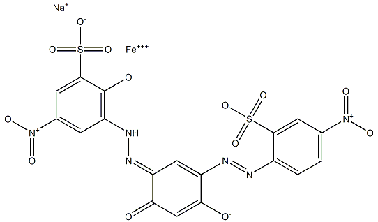 sodium [3-[[2,4-dihydroxy-5-[(4-nitro-2-sulphophenyl)azo]phenyl]azo]-2-hydroxy-5-nitrobenzene-1-sulphonato(4-)]ferrate(1-) Struktur