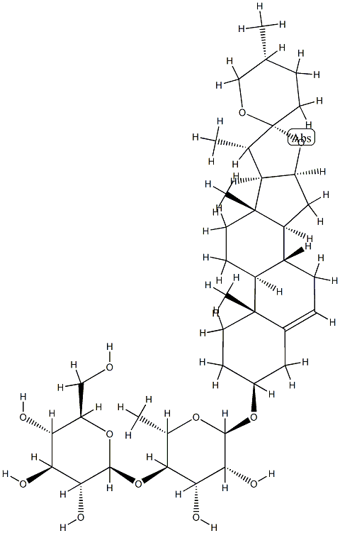 [(25R)-Spirost-5-en-3β-yl]4-O-β-D-glucopyranosyl-6-deoxy-α-L-mannopyranoside Struktur