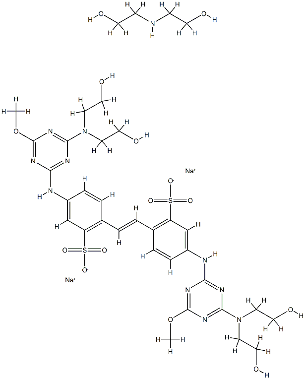 4,4'-bis[[4-[bis(2-hydroxyethyl)amino]-6-methoxy-1,3,5-triazin-2-yl]amino]stilbene-2,2'-disulphonic acid, sodium salt, compound with 2,2'-iminodiethanol Struktur