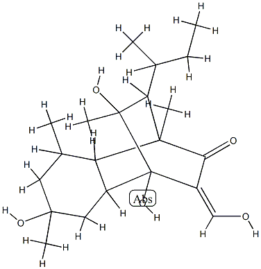 (1R,3Z,4S,4aα,6R,8aβ,9S,10R)-3,4,4a,5,6,7,8,8a-Octahydro-4,6,9-trihydroxy-3-(hydroxymethylene)-1,6,8β,9-tetramethyl-10-[(R)-1-methylpropyl]-1,4-ethanonaphthalen-2(1H)-one Struktur