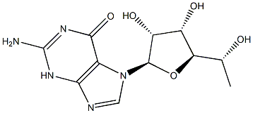 7-(6'-deoxy-beta-D-allofuranosyl)guanine Struktur