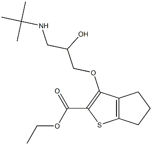 ethyl 6-[2-hydroxy-3-(tert-butylamino)propoxy]-8-thiabicyclo[3.3.0]oct a-6,9-diene-7-carboxylate Struktur