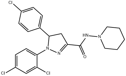 1H-Pyrazole-3-carboxaMide, 5-(4-chlorophenyl)-1-(2,4-dichlorophenyl)-4,5-dihydro-N-1-piperidinyl- Struktur