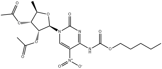 2'',3''-Di-O-acetyl-5''-deoxy-5-nitro-N4-(pentyloxycarbonyl)cytidine Struktur