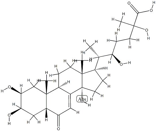 (22R)-2β,3β,14,22,25-Pentahydroxy-6-oxo-5β-cholest-7-en-26-oic acid Struktur