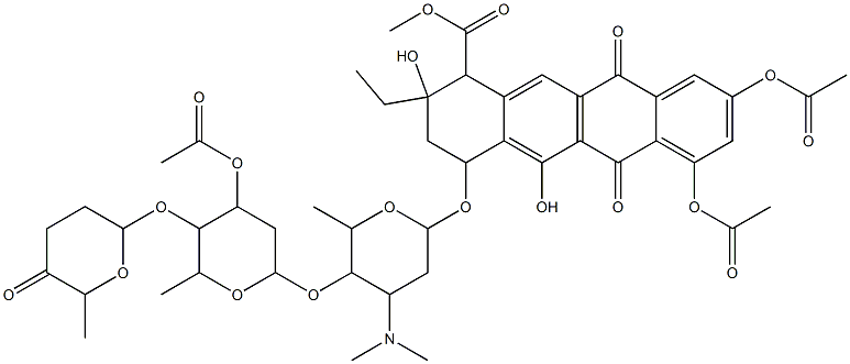 2,4,3'-Tri-O-acetyl-2-hydroxyaclacinomycin A Struktur