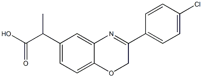 2-[8-(4-chlorophenyl)-10-oxa-7-azabicyclo[4.4.0]deca-2,4,7,11-tetraen- 4-yl]propanoic acid Struktur