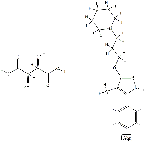 1-[3-[[5-(4-chlorophenyl)-4-methyl-1H-pyrazol-3-yl]oxy]propyl]piperidi ne, (2R,3R)-2,3-dihydroxybutanedioic acid Struktur