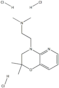 2-(8,8-dimethyl-7-oxa-2,10-diazabicyclo[4.4.0]deca-2,4,11-trien-10-yl) -N,N-dimethyl-ethanamine trihydrochloride Struktur