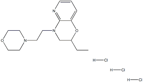 8-ethyl-10-(2-morpholin-4-ylethyl)-7-oxa-2,10-diazabicyclo[4.4.0]deca- 2,4,11-triene trihydrochloride Struktur