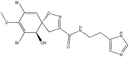 [5S,10β,(+)]-7,9-Dibromo-10-hydroxy-N-[2-(1H-imidazole-4-yl)ethyl]-8-methoxy-1-oxa-2-azaspiro[4.5]deca-2,6,8-triene-3-carboxamide Struktur