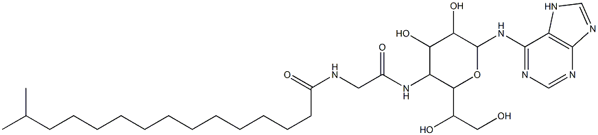 N-(1H-Purin-6-yl)-4-[[[(14-methyl-1-oxopentadecyl)amino]acetyl]amino]-4-deoxy-β-L-glycero-L-manno-heptopyranosylamine Struktur