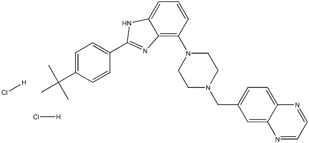 6-[[4-[2-[4-(1,1-Dimethylethyl)phenyl]-1H-benzimidazol-7-yl]-i-piperazinyl]methyl]-quinoxalinedihydrochloride Struktur