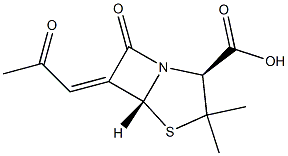 (2S,5β,6Z)-3,3-Dimethyl-7-oxo-6-(2-oxopropylidene)-4-thia-1-azabicyclo[3.2.0]heptane-2β-carboxylic acid Struktur