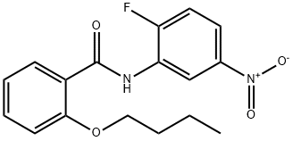 2-butoxy-N-(2-fluoro-5-nitrophenyl)benzamide Struktur