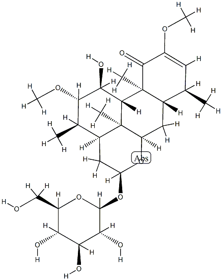 16α-(β-D-Glucopyranosyloxy)-11α-hydroxy-2,12β-dimethoxypicras-2-en-1-one Struktur