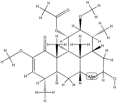 11α-(Acetyloxy)-16-hydroxy-2,12β-dimethoxypicras-2-en-1-one Struktur