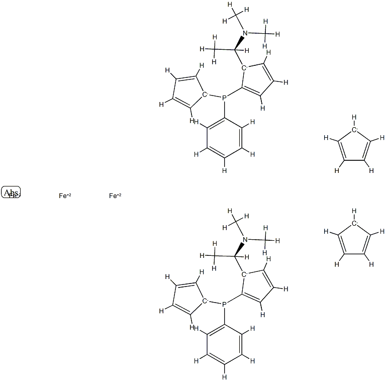 1,1′-Bis{(S)-{(SP)-2-[(R)-1-(diMethylaMino)ethyl]ferrocenyl}phenylphosphino}ferrocene Struktur