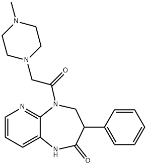 3-phenyl-2-oxo-5-(2-(4-methylpiperazin-1-yl)acetyl)-1H-tetrahydropyrido(2,3b)(1,4)diazepine Struktur