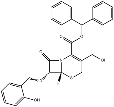 7β-[(2-Hydroxybenzylidene)amino]-3-(hydroxymethyl)cepham-3-ene-4-carboxylic acid diphenylmethyl ester Struktur