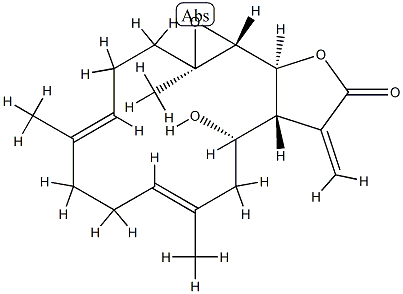 (1aR,4E,8E,11S,11aR,14aS,14bR)-2,3,6,7,10,11,11a,12,14a,14b-Decahydro-11-hydroxy-1a,5,9-trimethyl-12-methyleneoxireno[13,14]cyclotetradeca[1,2-b]furan-13(1aH)-one Struktur