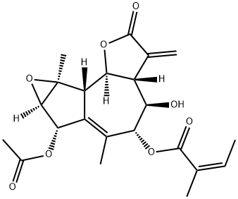 (Z)-2-Methyl-2-butenoic acid (3aR)-7α-(acetyloxy)-2,3,3aβ,4,5,7,7aα,8a,8bβ,8cα-decahydro-4β-hydroxy-6,8aα-dimethyl-3-methylene-2-oxooxireno[2,3]azuleno[4,5-b]furan-5α-yl ester Struktur