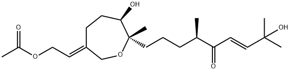 (3E,6R)-9-[(2S)-6-[(E)-2-(Acetyloxy)ethylidene]-3α-hydroxy-2α-methyloxepan-2β-yl]-2-hydroxy-2,6-dimethyl-3-nonen-5-one Struktur