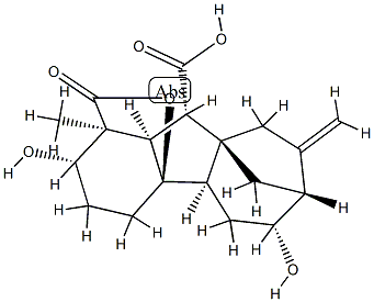 2β,4aα,6β-Trihydroxy-1-methyl-8-methylenegibbane-1α,10β-dicarboxylic acid 1,4a-lactone Struktur