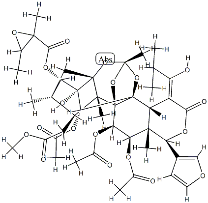 11α,12α-Bis(acetyloxy)-15-[(Z)-2-methyl-1-hydroxypropylidene]phragmalin 30-acetate 3-(2,3-dimethyloxiranecarboxylate) Struktur