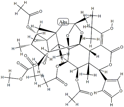 11α,12α-Bis(acetyloxy)-15-[(Z)-1-hydroxy-2-methylpropylidene]phragmalin 3,30-diacetate Struktur