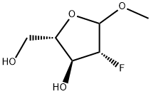 Methyl 2-deoxy-2-fluoro-beta-L-arabinofuranoside Struktur