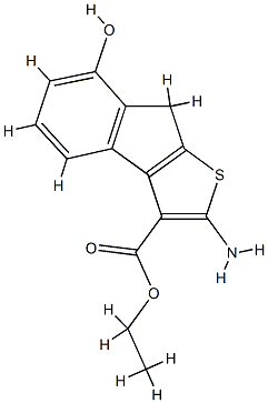 Ethyl-2-amino-7-hydroxy-8H-1-thiacyclopenta[a]indene-3-carboxylate Struktur